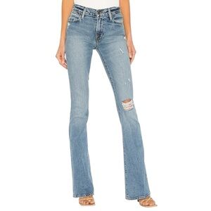 FRAME denim Le High Flare distressed “Crystal Shores Rips” light wash jeans